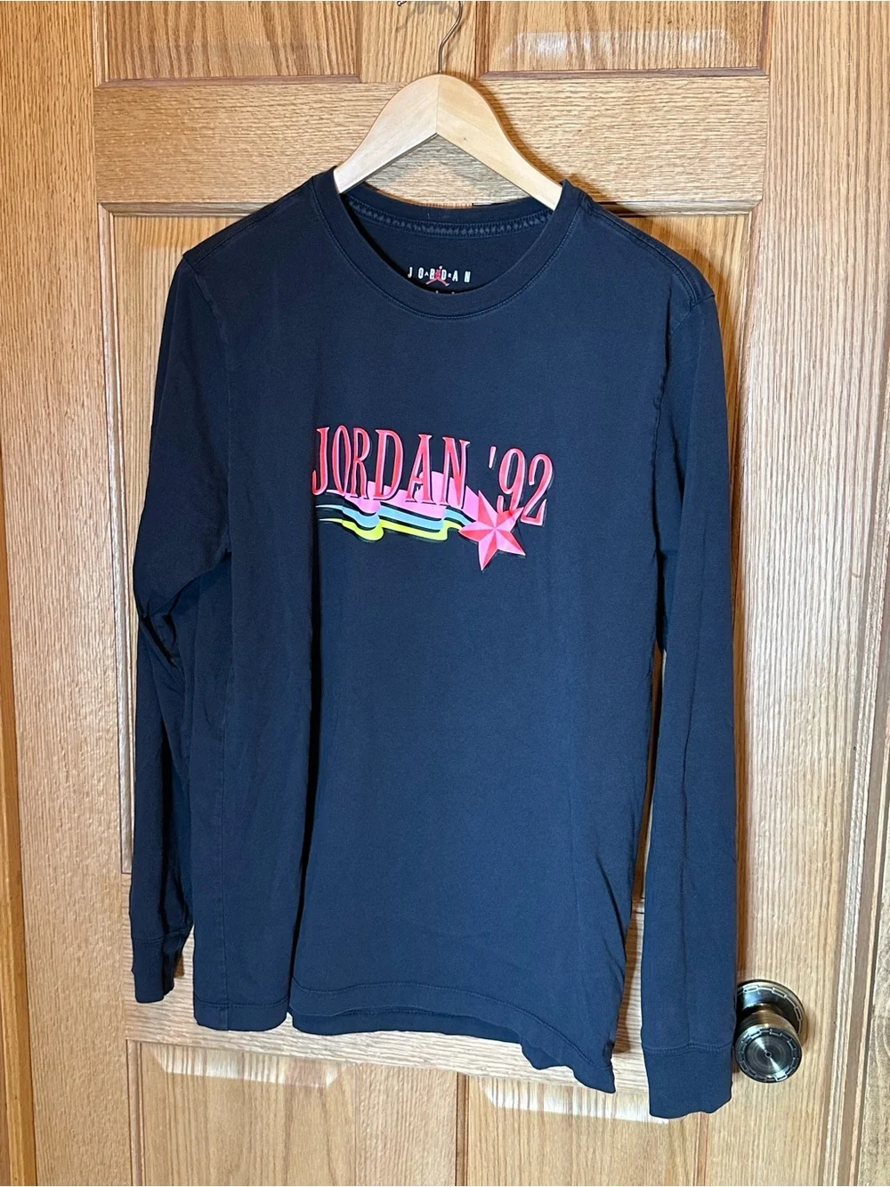 Mens Nike Jordan Summer 1992 Graphic Long Sleeve T Shirt Size L Black/Multicolor